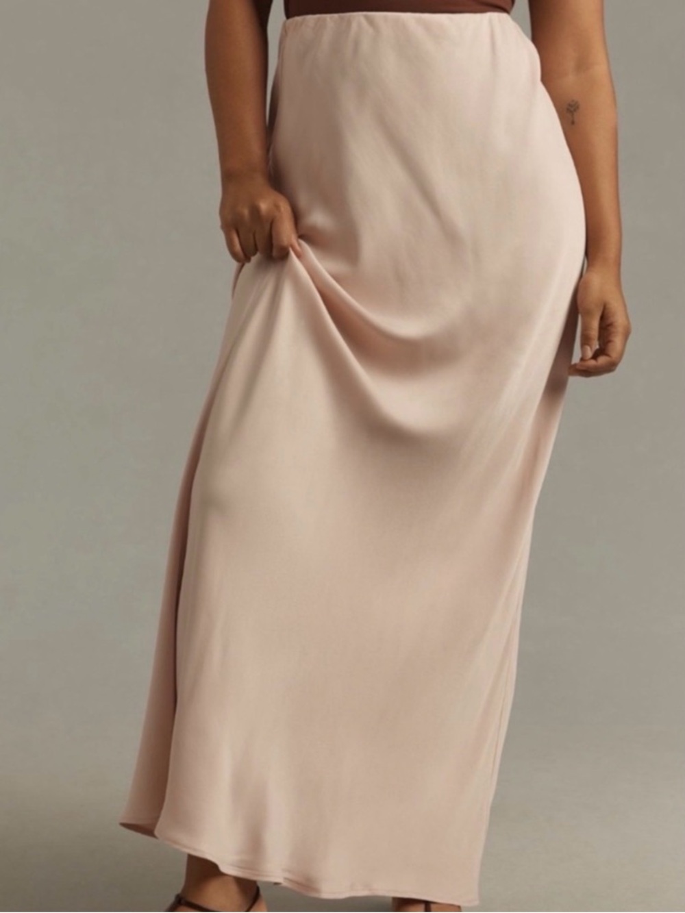 Anthropologie Tilda Blush Pink Satin Slip Skirt - Picture 2 of 7